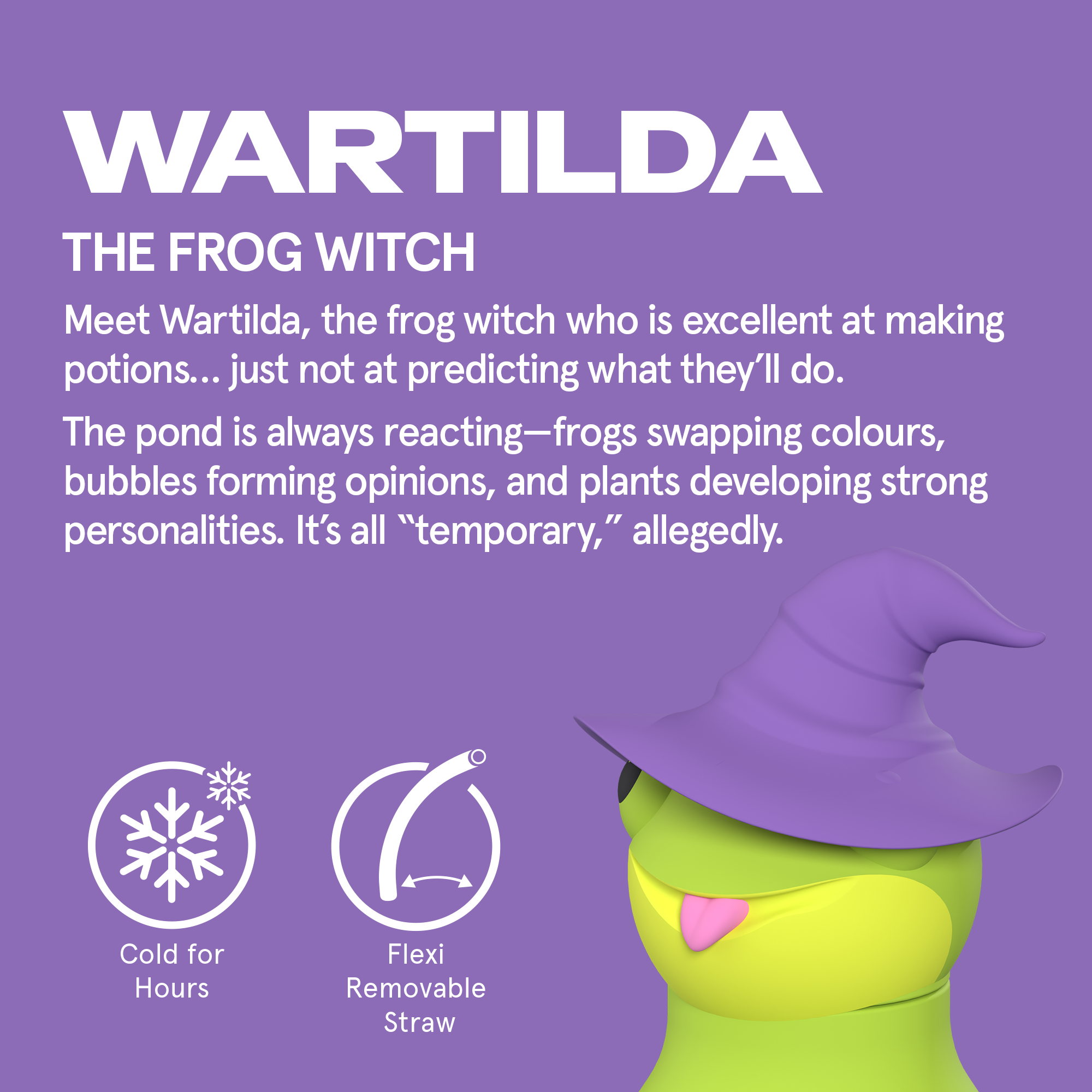 Asobu Spookie Water Bottle 460ml - Frog Witch