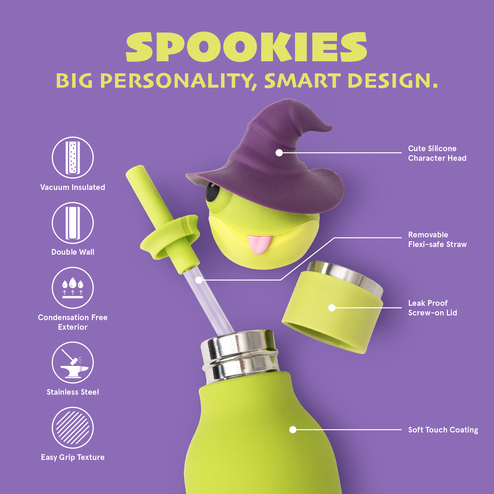 Asobu Spookie Water Bottle 460ml - Frog Witch