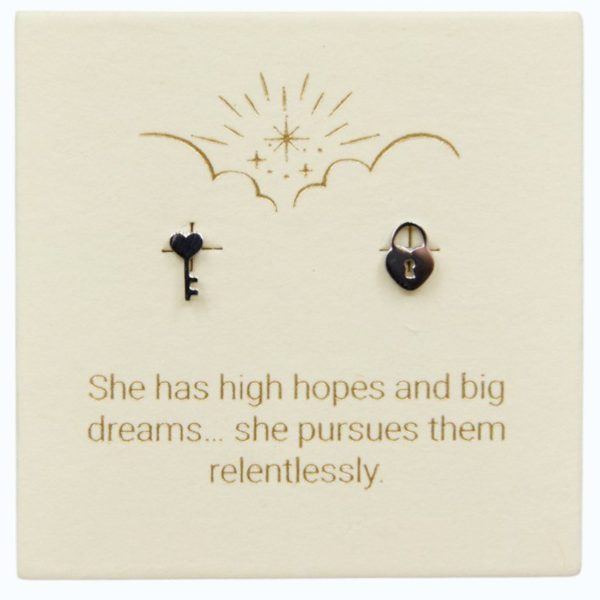 Love Lunamei Lock and Key Earrings - Silver