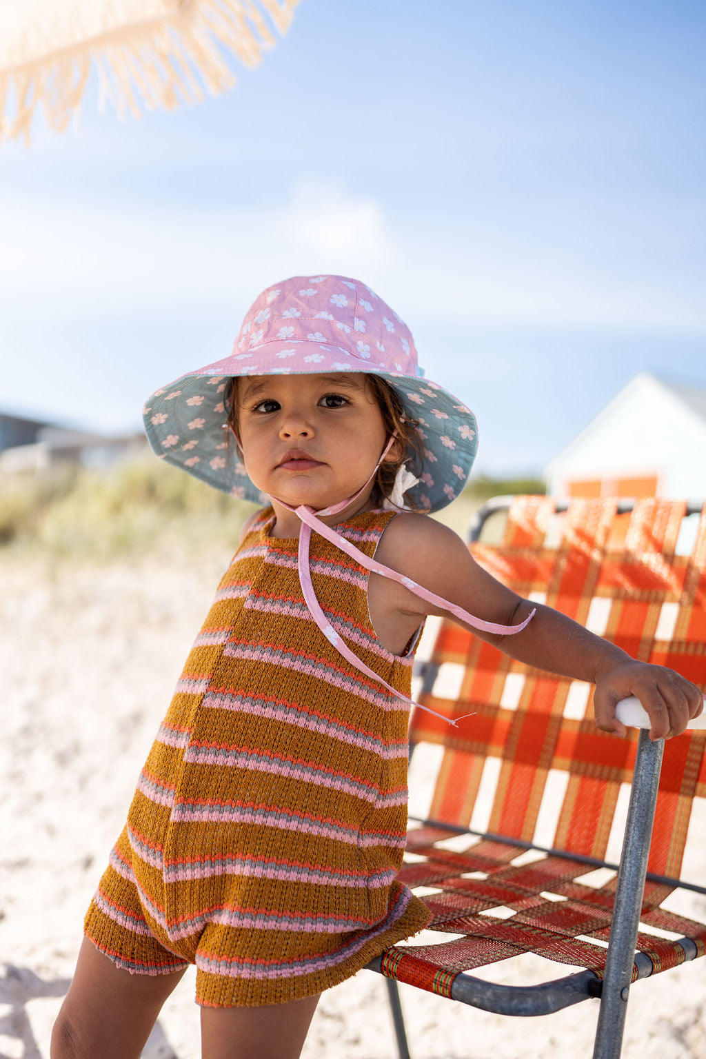 acorn kids: Petuna Reversible Wide Brim Sunhat Pink, Blue and White