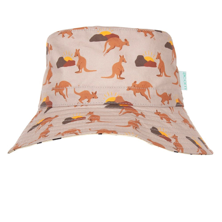 acorn kids: Aussie Sunset Wide Brim Bucket Hat Mid Brown