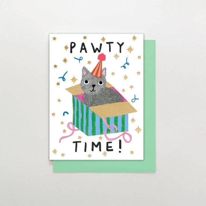Stop The Clock Card Pawty Time Cat In Box Mini Moments