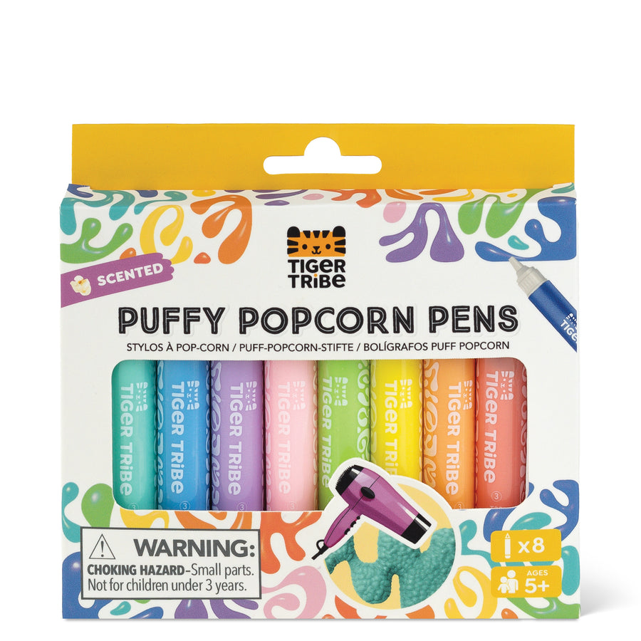 Tiger Tribe: Popcorn Scented Puffy Pens - 8 Piece Set