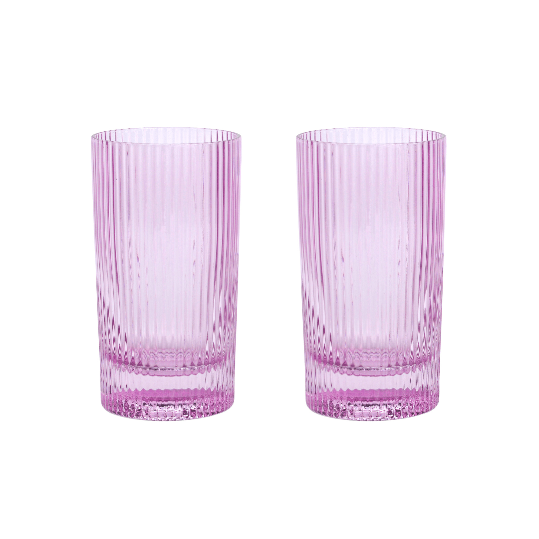 Here's How: Stella Fluted Highball Glass - Set of 2 - Lilac