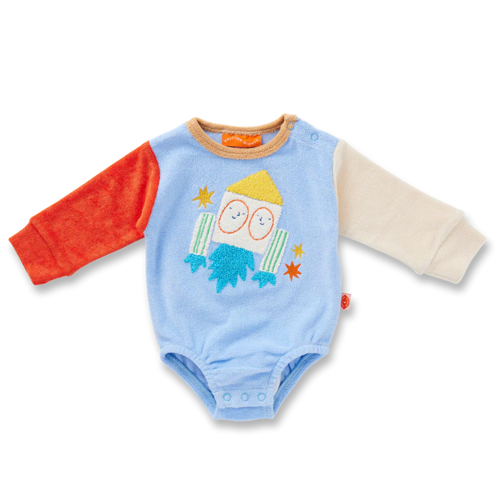 Halcyon Nights: Terry Long Sleeve Bodysuit Space Blue