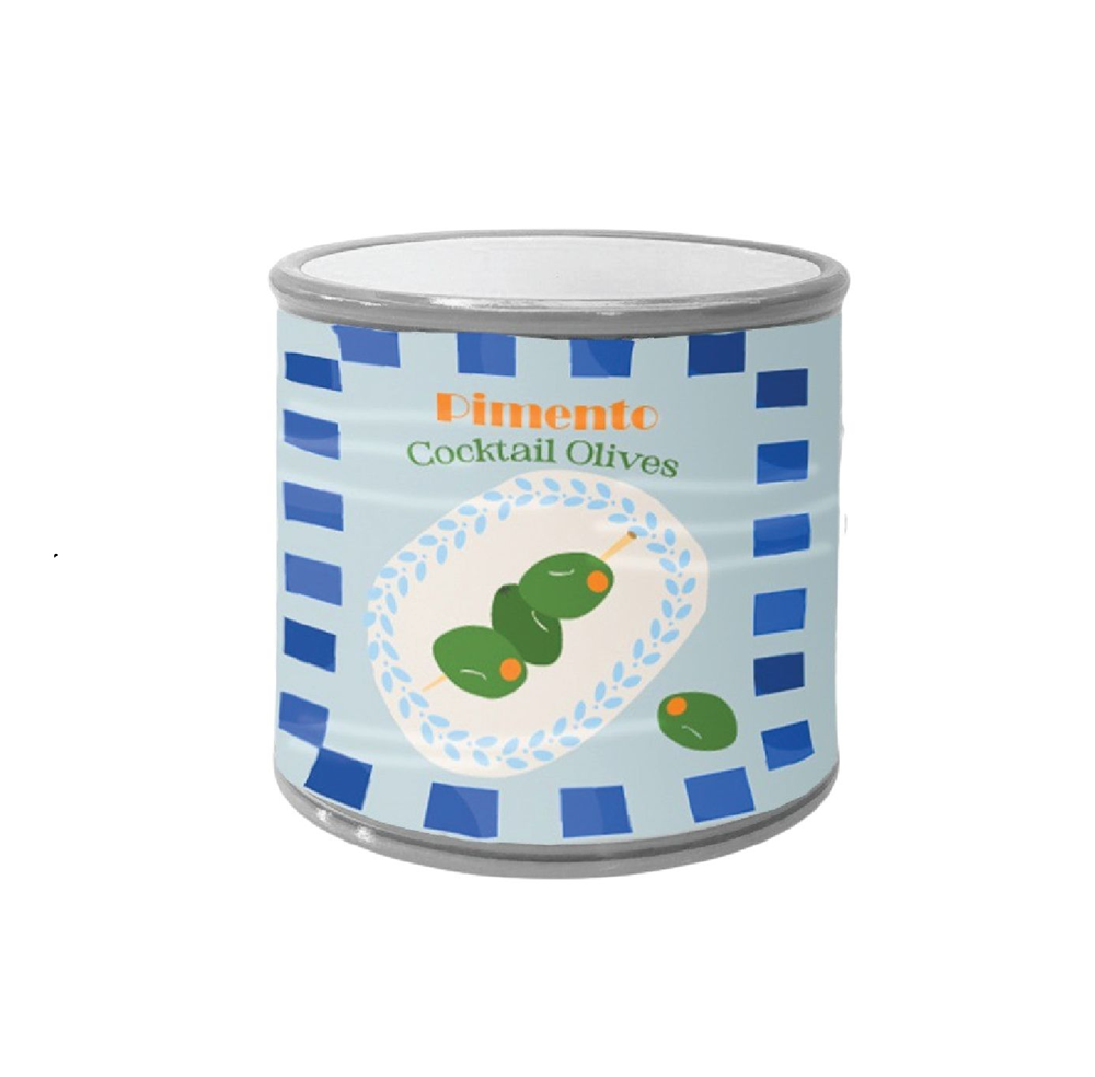 Cocktail Olives Can Planter Blue