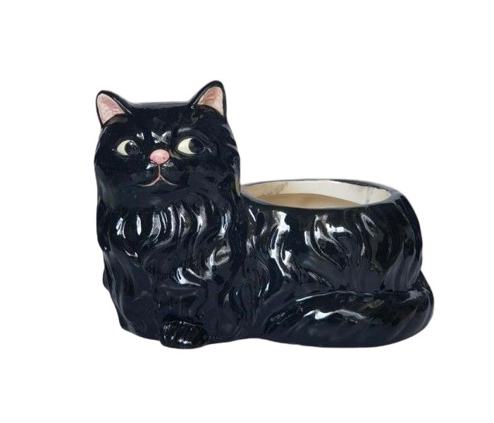 Winston Cat Planter Black