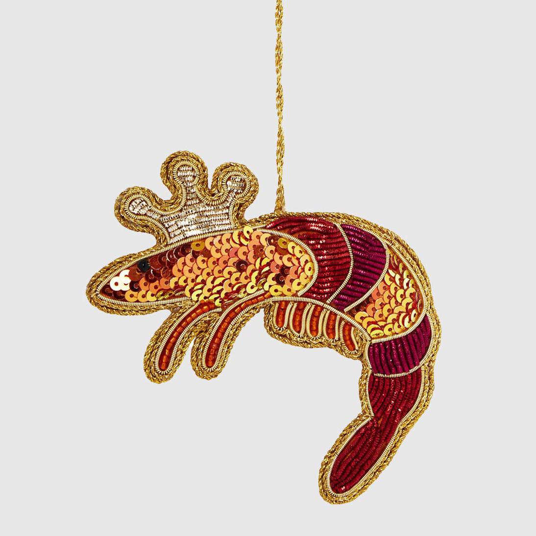 Florabelle Living King Prawn Sequin Tree Decoration