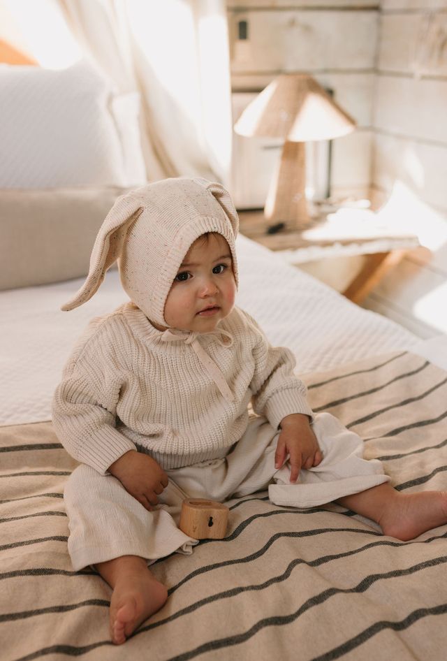 Acorn kids: Bunny Beanie Cream Speckle