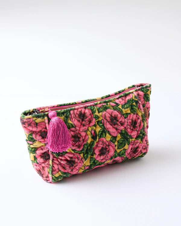 Golden Peony Velvet Toiletry Bag