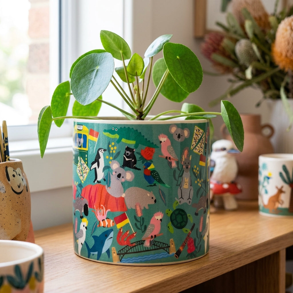 AI creative — Australiana Planter Green 14cm