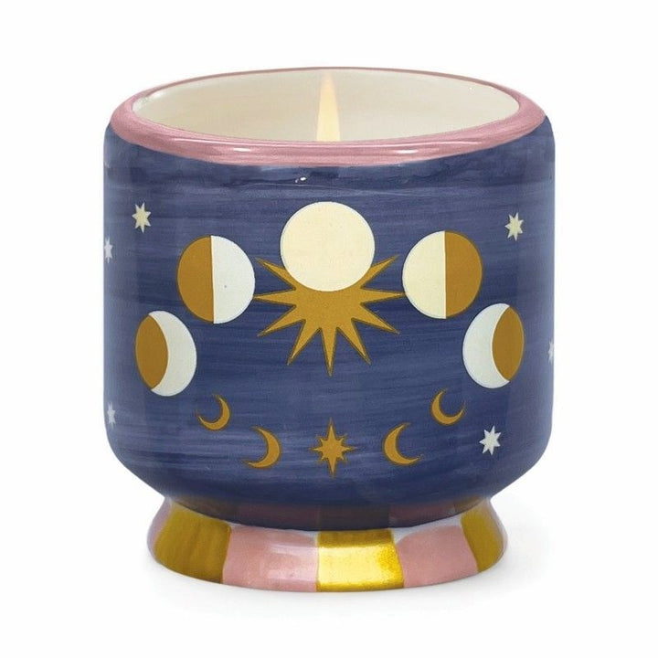 Paddywax: Adopo 8 oz. Handpainted Moon Phases Ceramic Candle Jasmine & Rose