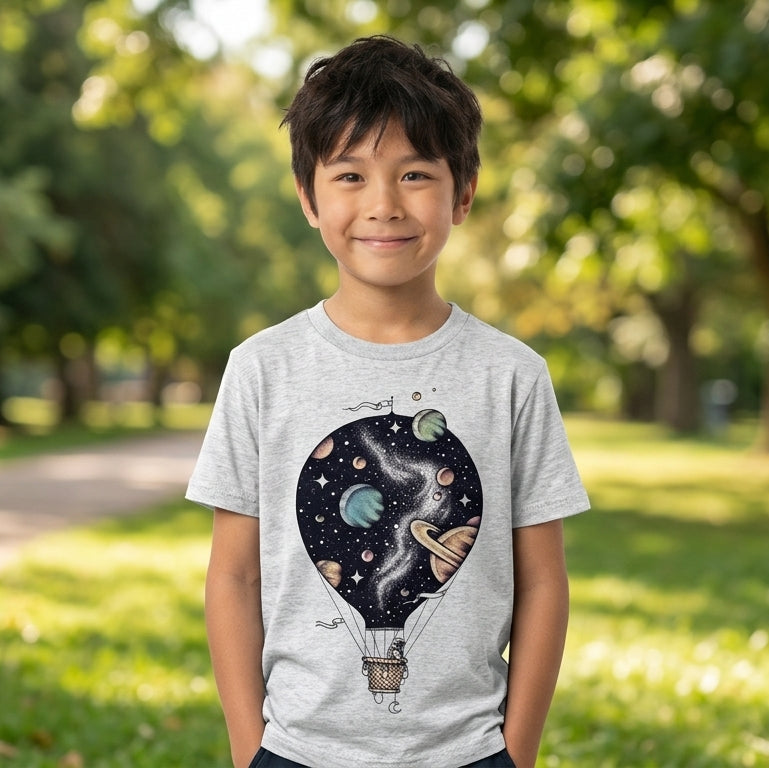 AI creative — Interstellar Journey Grey Marle Kids Tee