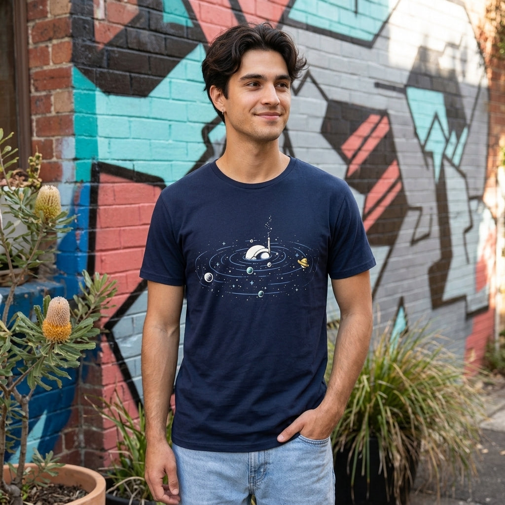 AI creative — Ripples In Space Navy Mens Tee