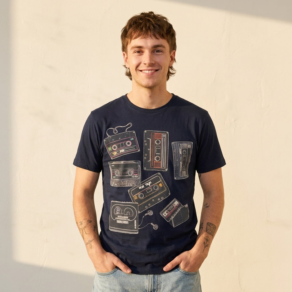 AI creative — Cassettes Black Mens Tee