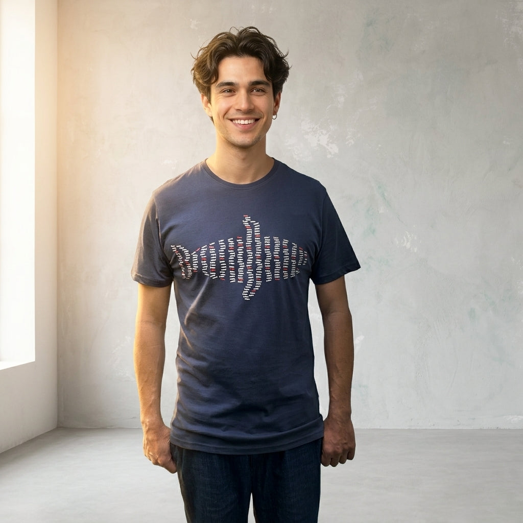 AI creative — Big Fish Little Fish Dusky Blue Mens Tee