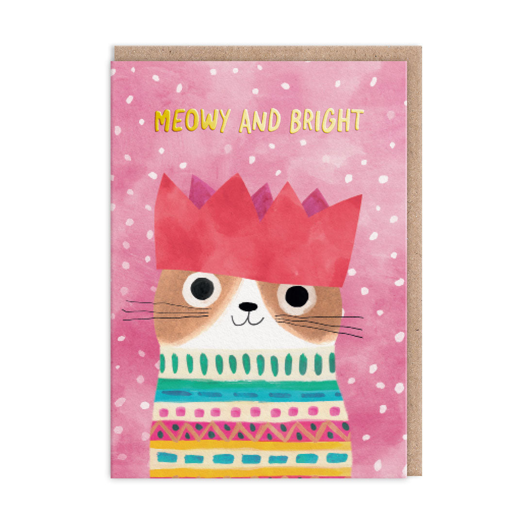 Ohh Deer Crown Kitty Foil Greeting Card