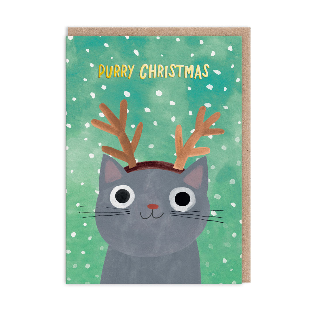 Ohh Deer Reindeer Kitty Foil Greeting Card