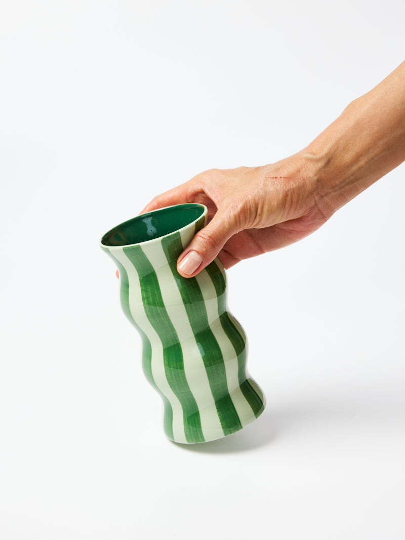 Jones & Co Palma Vase - Tonal Green Stripe