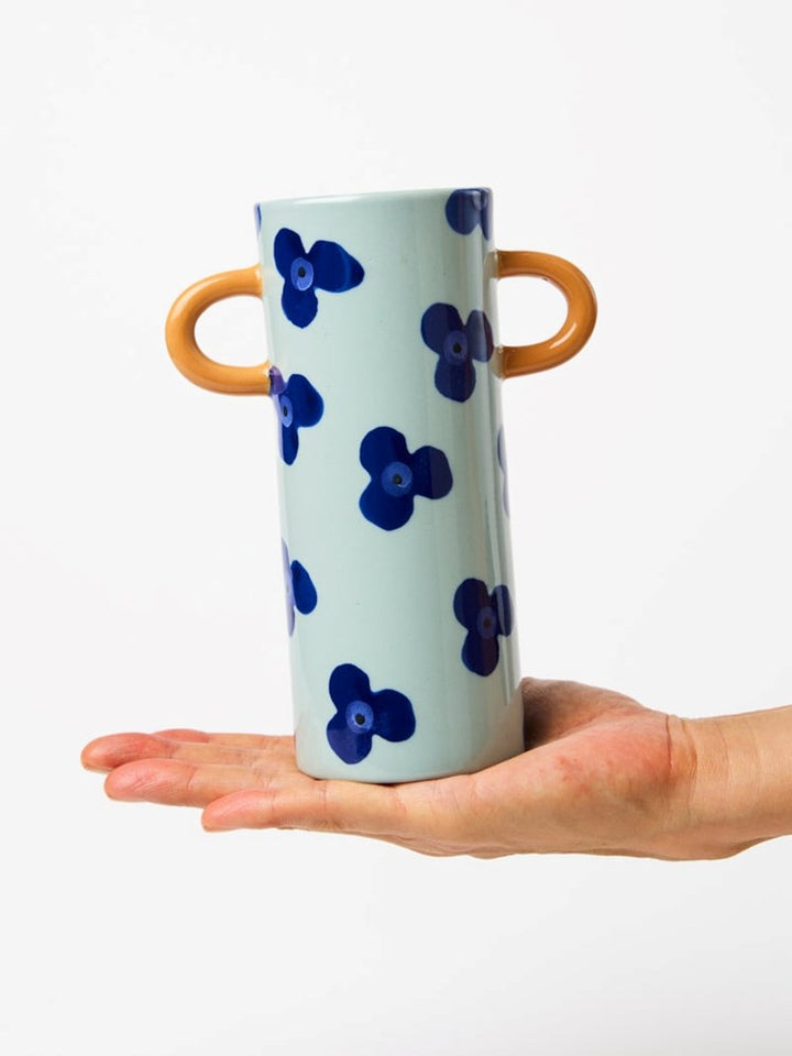 JONES & CO: GRIFFE NAVY SKY FLORAL BUD VASE