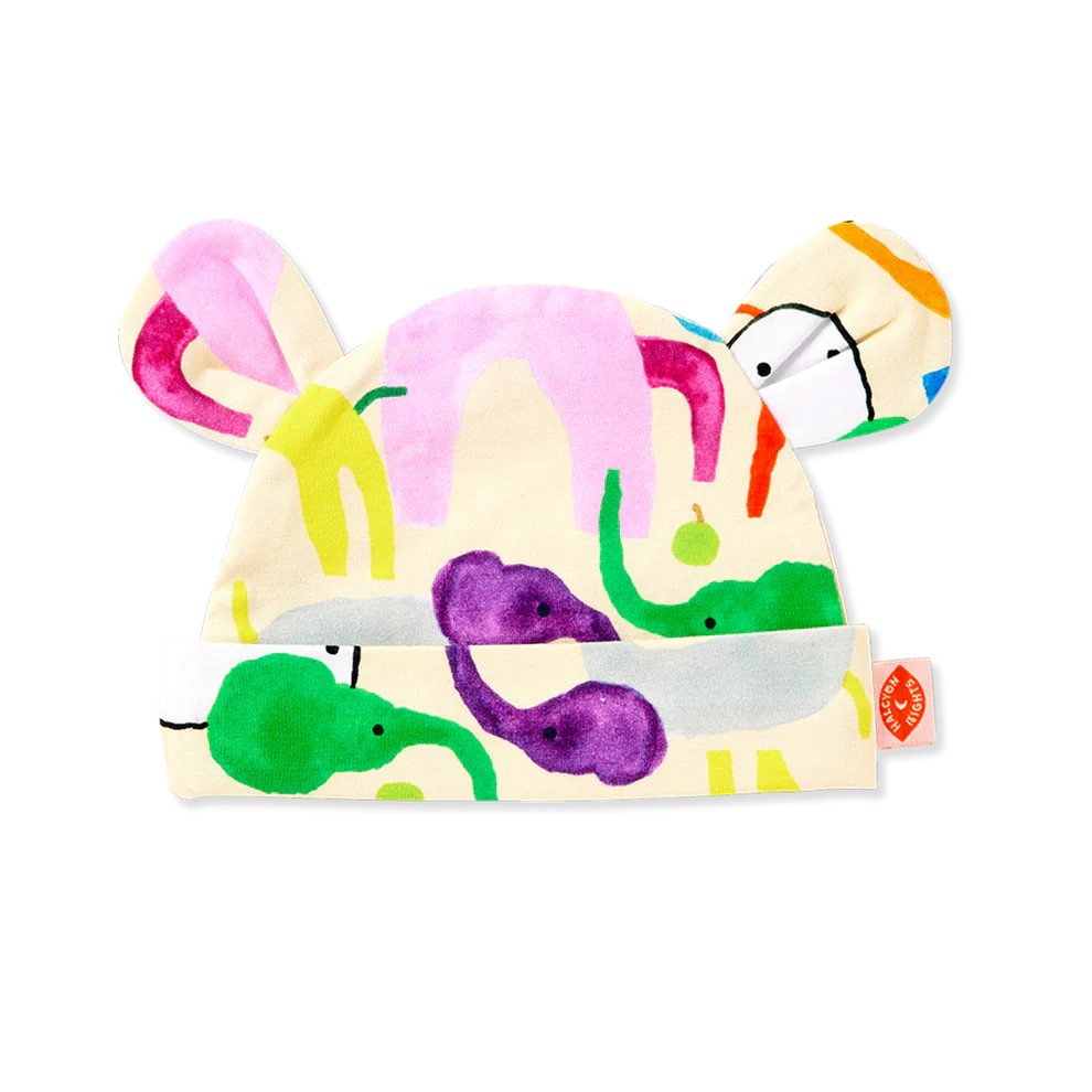 Halcyon Nights: Baby Hat Happy Herd (organic cotton)