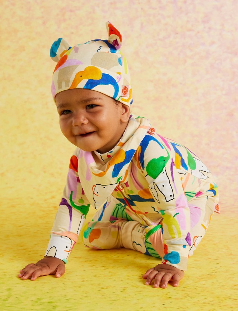 Halcyon Nights: Baby Hat Happy Herd (organic cotton)