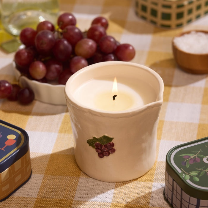 Paddywax: Bistro Grapes Embossed Ceramic Candle - Bordeaux Grape Boxed