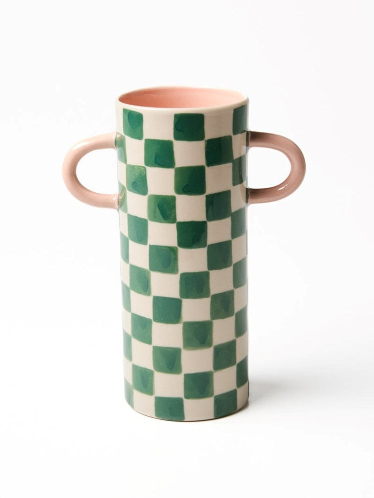 JONES & CO: GRIFFE GREEN CHECK BUD VASE