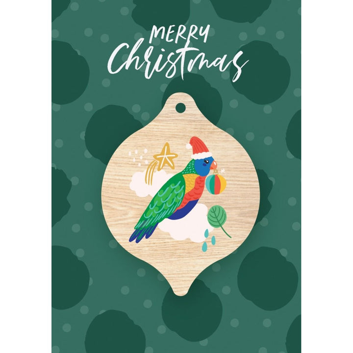Aero Images: Wooden Decoration Greeting Card Christmas Bauble Lorikeet