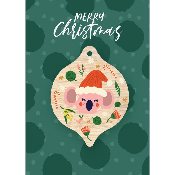 Aero Images: Wooden Decoration Greeting Card Christmas Koala Ornament