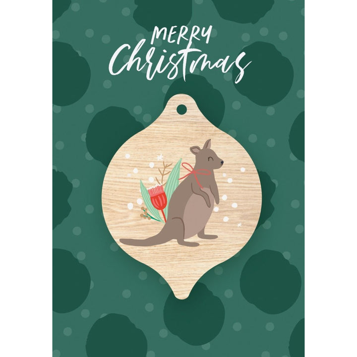 Aero Images: Wooden Decoration Greeting Card Christmas Kangaroo
