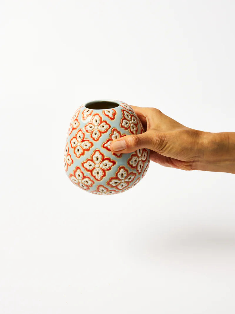 Jones & Co: Pollen Vase Blue Paisley