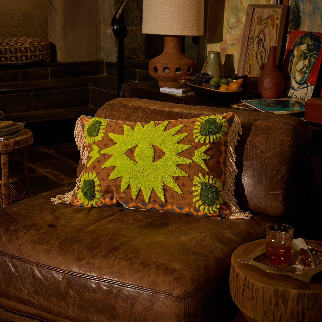 Sage and Clare: Yadira Reversible Tufted Cushion - Feather Insert