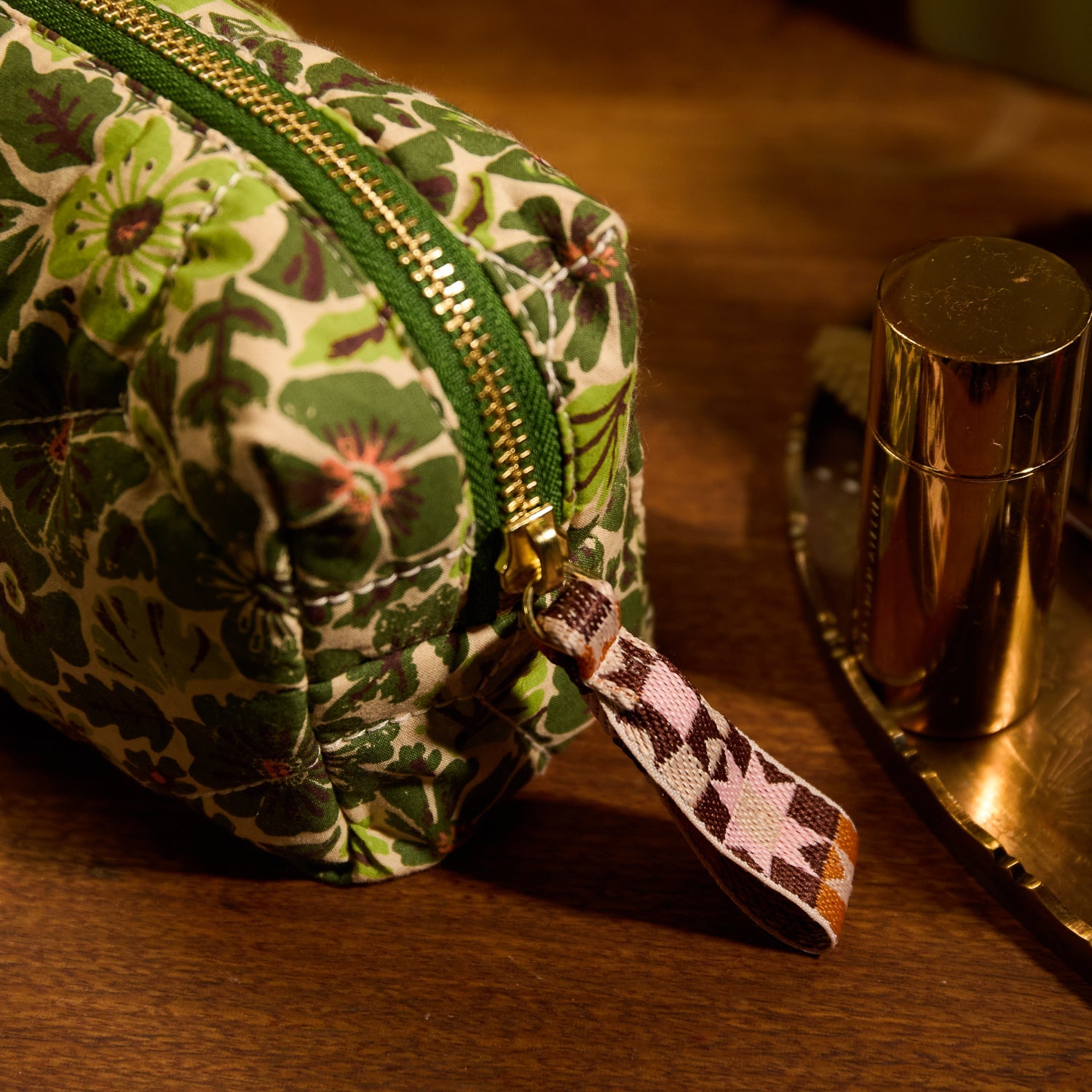 Sage x Clare Magnolia Travel Pouch - Cactus Green