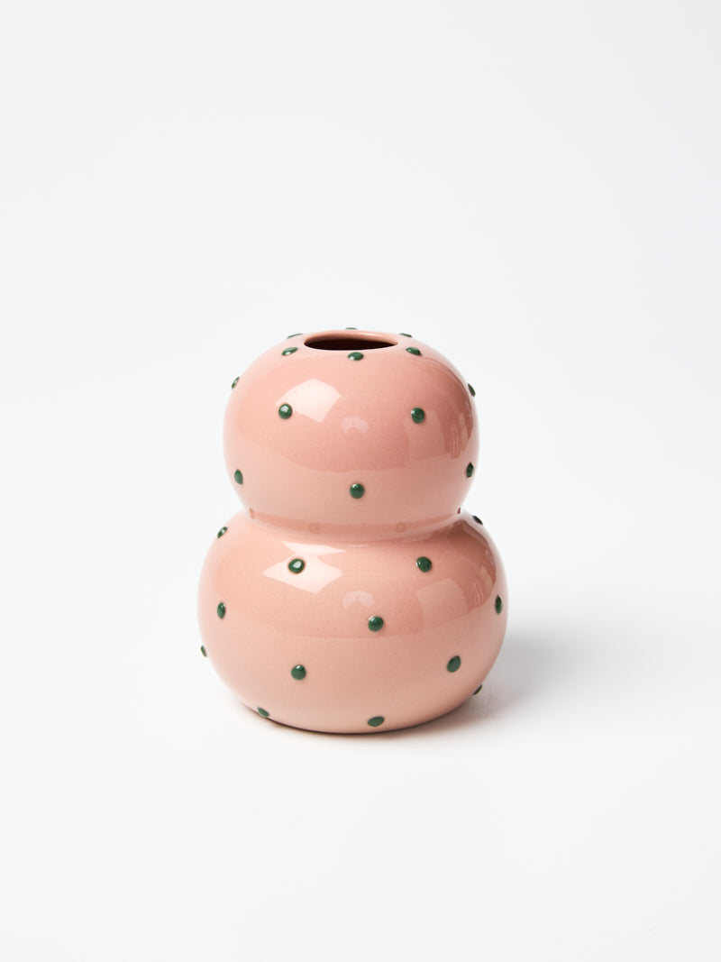 Jones & Co Fonda Vase - Pink Green Dotty