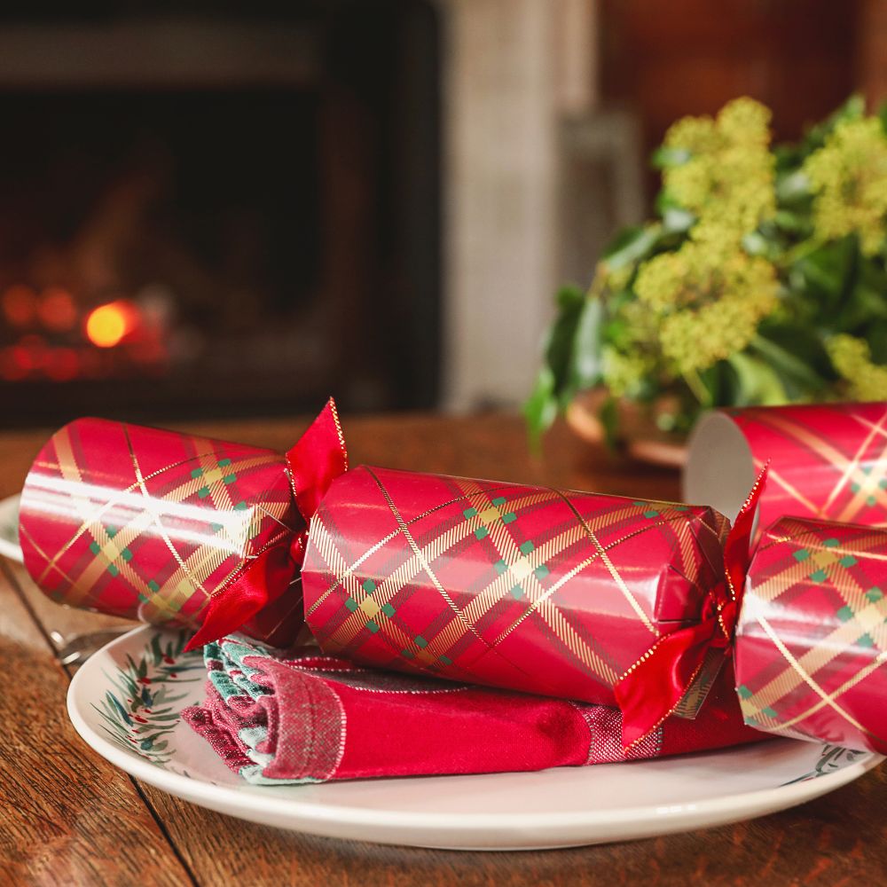 Celebration Crackers Red Plaid Deluxe Crackers - 12 Pack