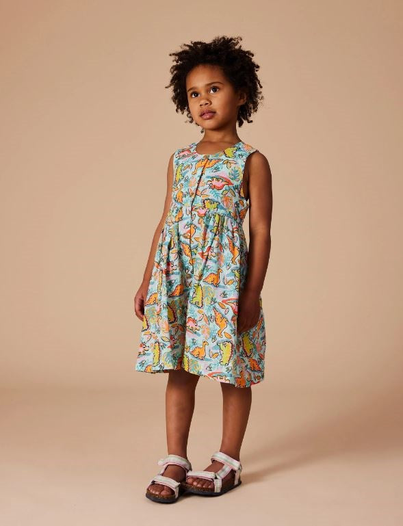 Goldie + Ace: Wendy Y-Back Linen Dress Dino Jungle