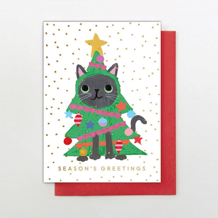 Stop The Clock: Christmas Tree Cat Xmas Card