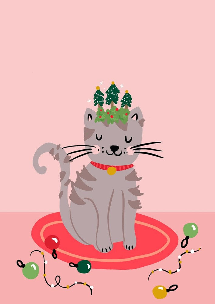 Greeting Card Cat Christmas