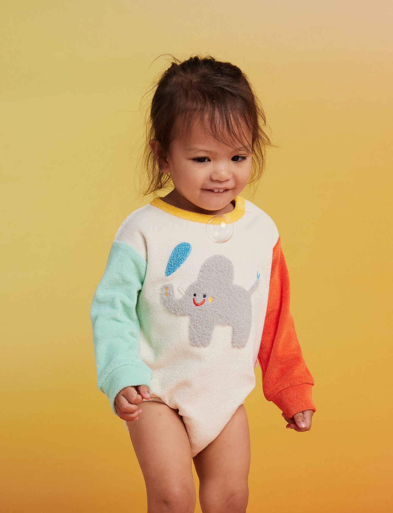 Halcyon Nights Terry Long Sleeve Bodysuit - Zoo Crew Cream