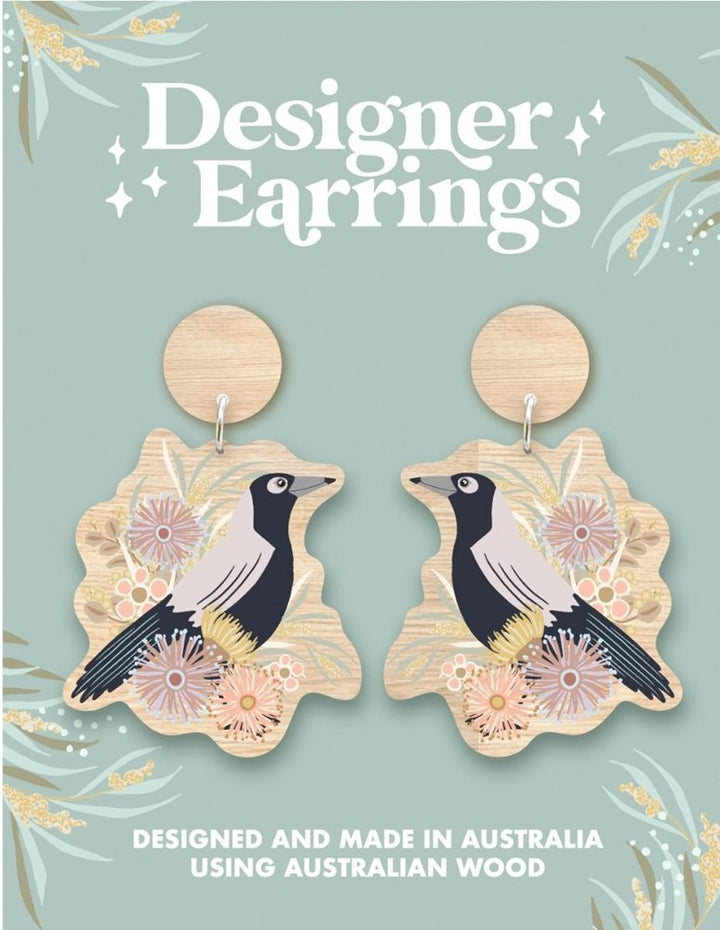 Christie Williams: Magpie Wooden Earrings