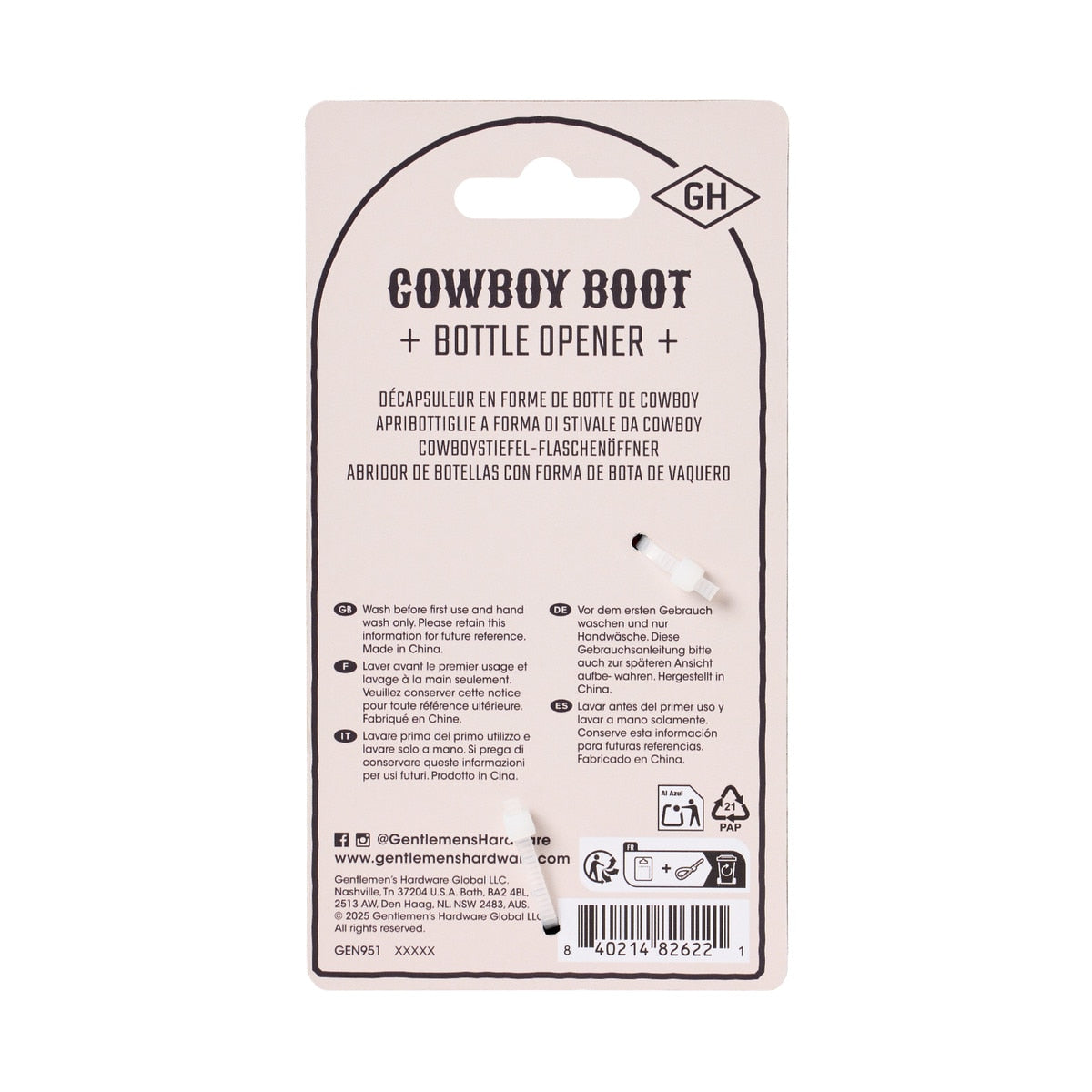 Gentlemen's Hardware Bottle Opener Cowboy Boot