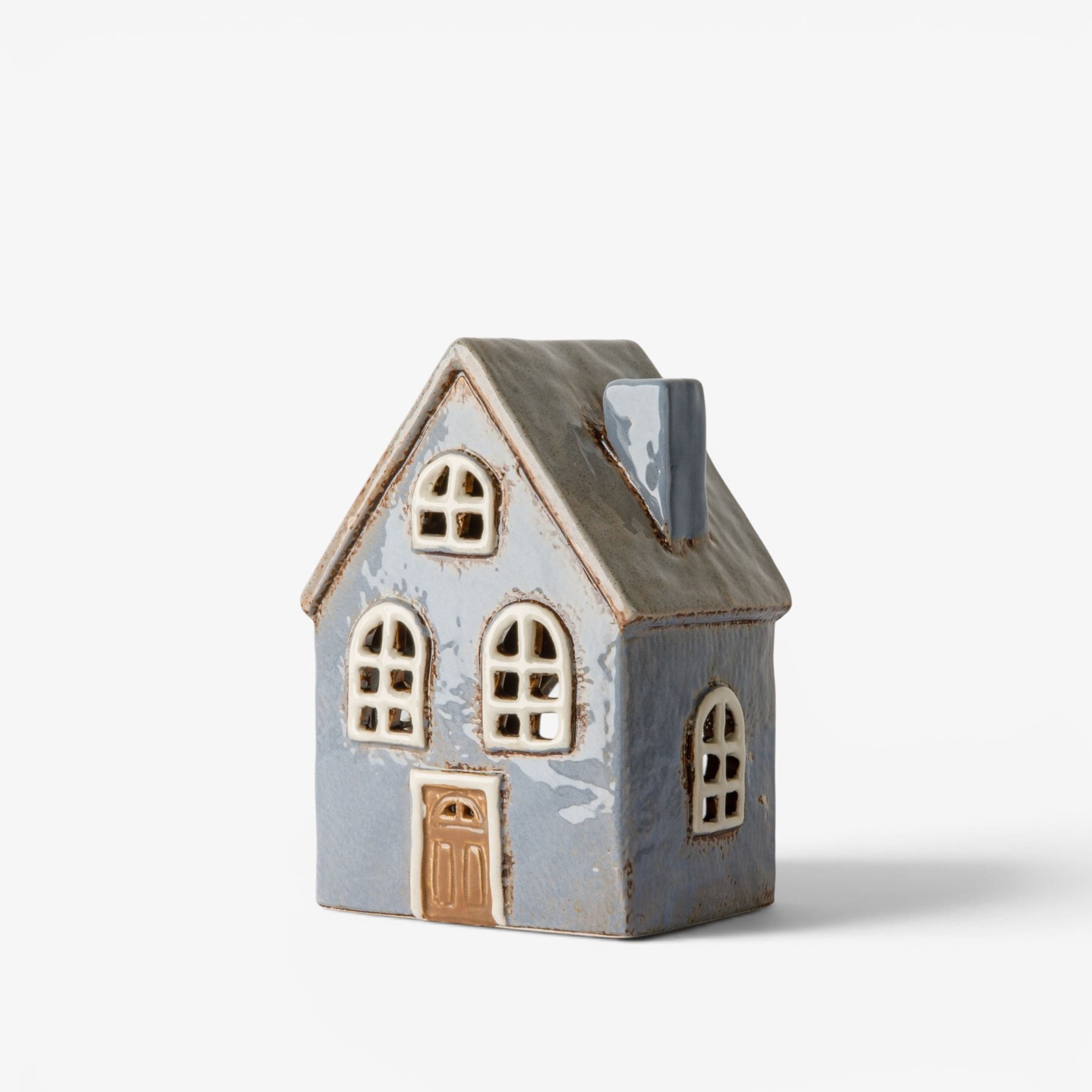 French Country Tea Light Cottage - Arch Window Cornflour