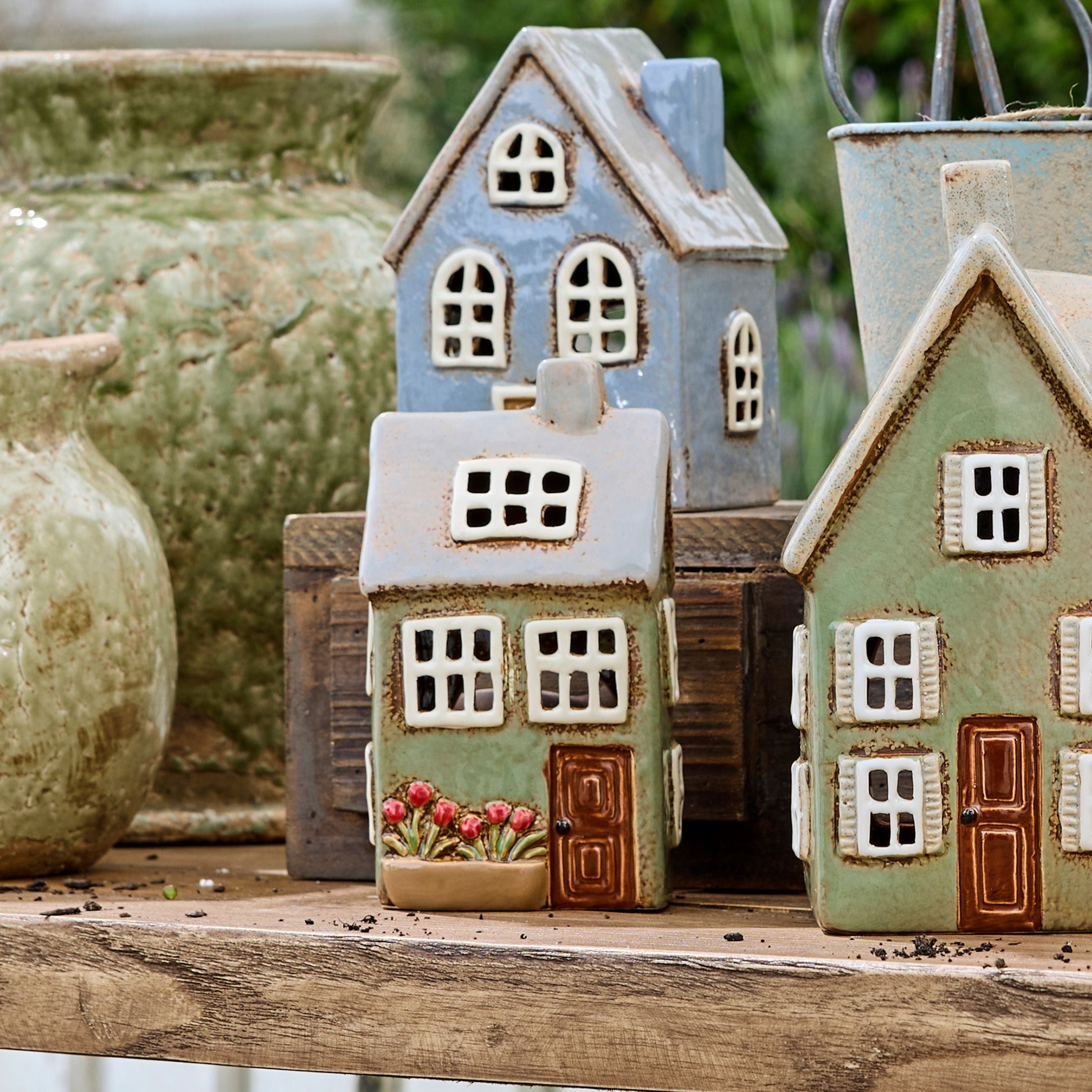 French Country Devon Petite Tea Light Cottage - Sage