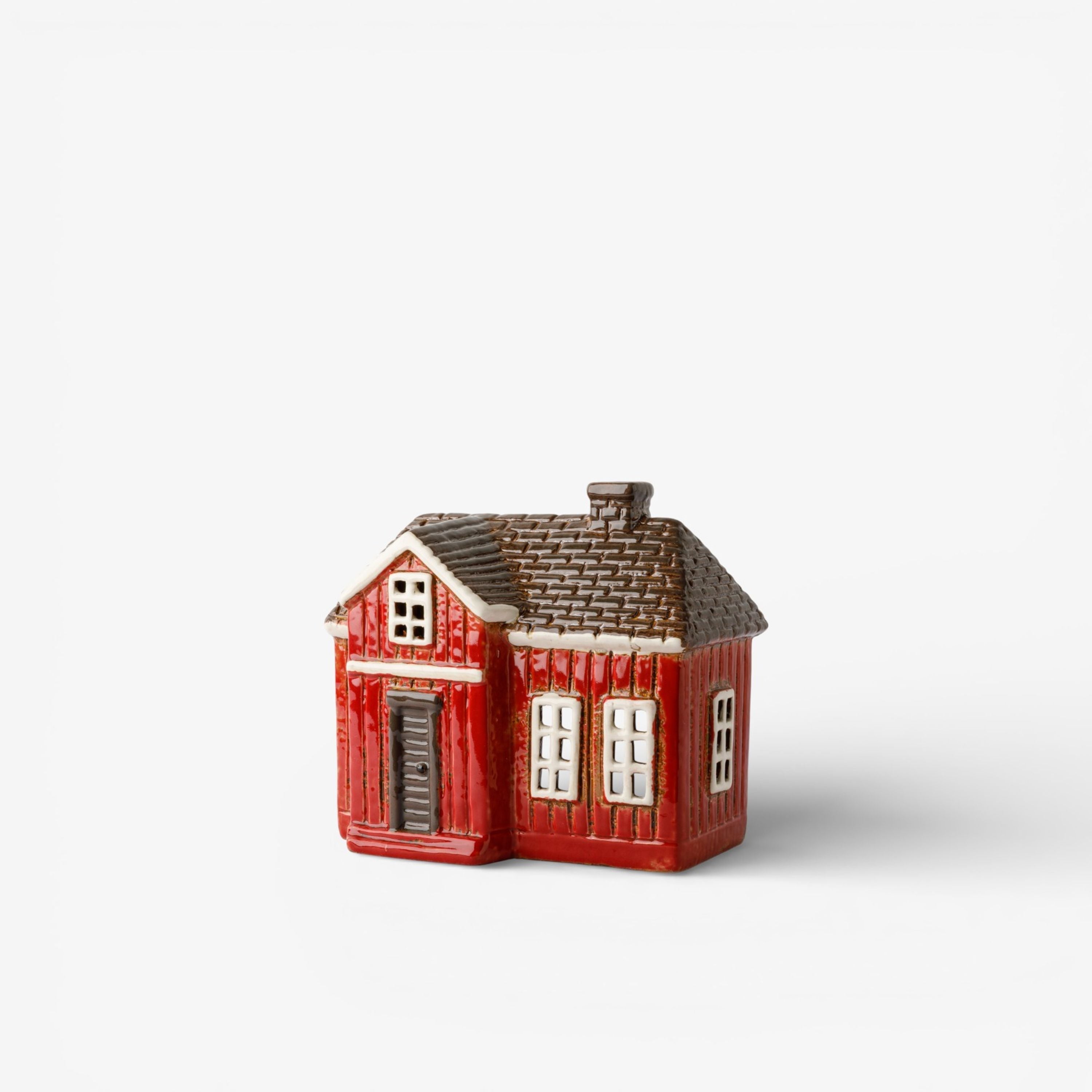 French Country Nordgard Woodland Cottage Tealight House - Red