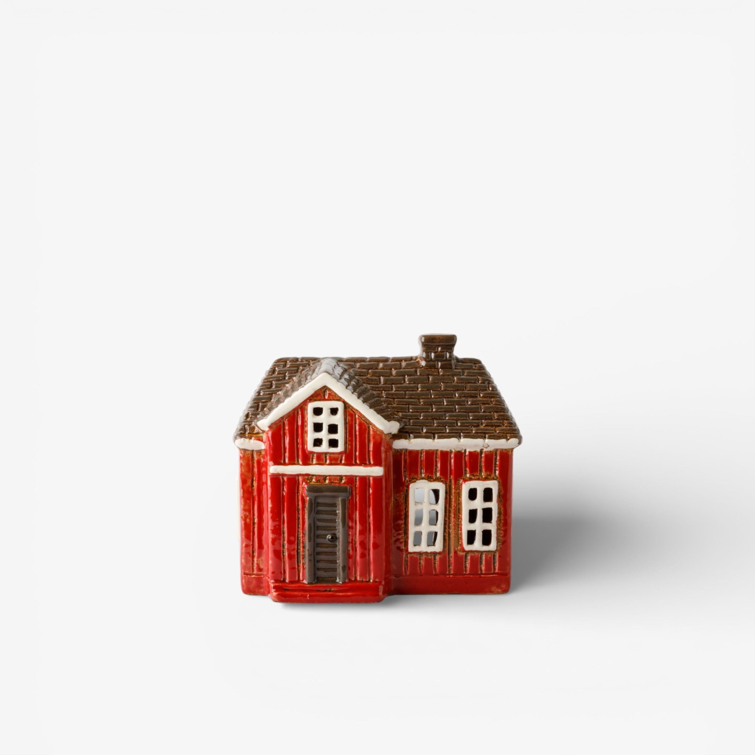 French Country Nordgard Woodland Cottage Tealight House - Red