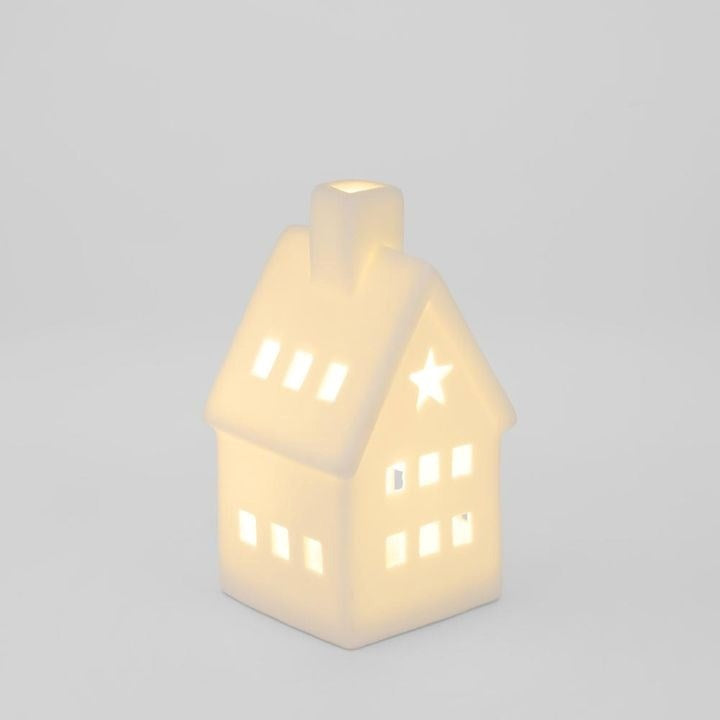 Light Up Porcelain House with Chimney White X Small