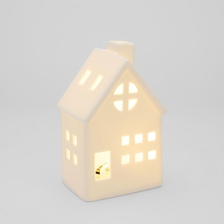 Light Up Porcelain House with Chimney White Small