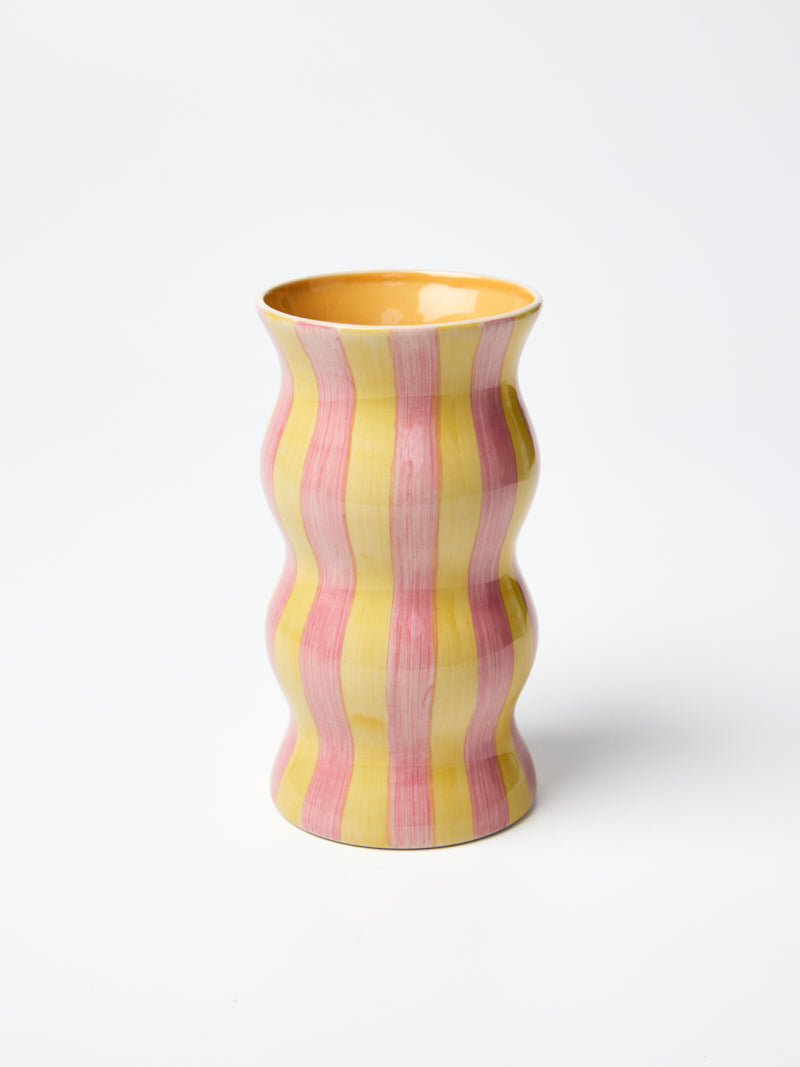 Jones & Co Palma Vase - Yellow Pink Stripe