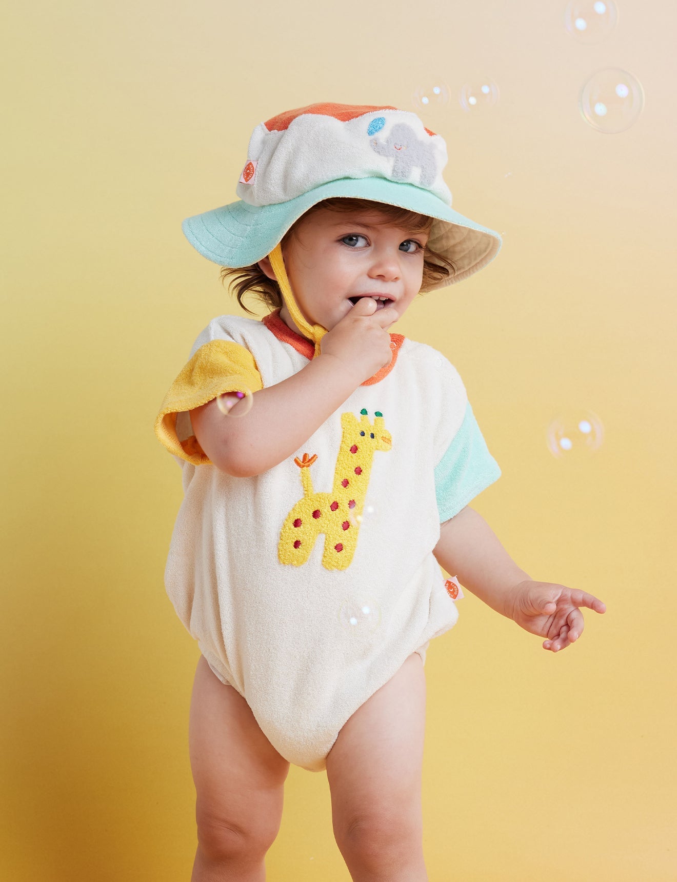 Halcyon Nights Terry Short Sleeve Bodysuit - Zoo Crew Cream